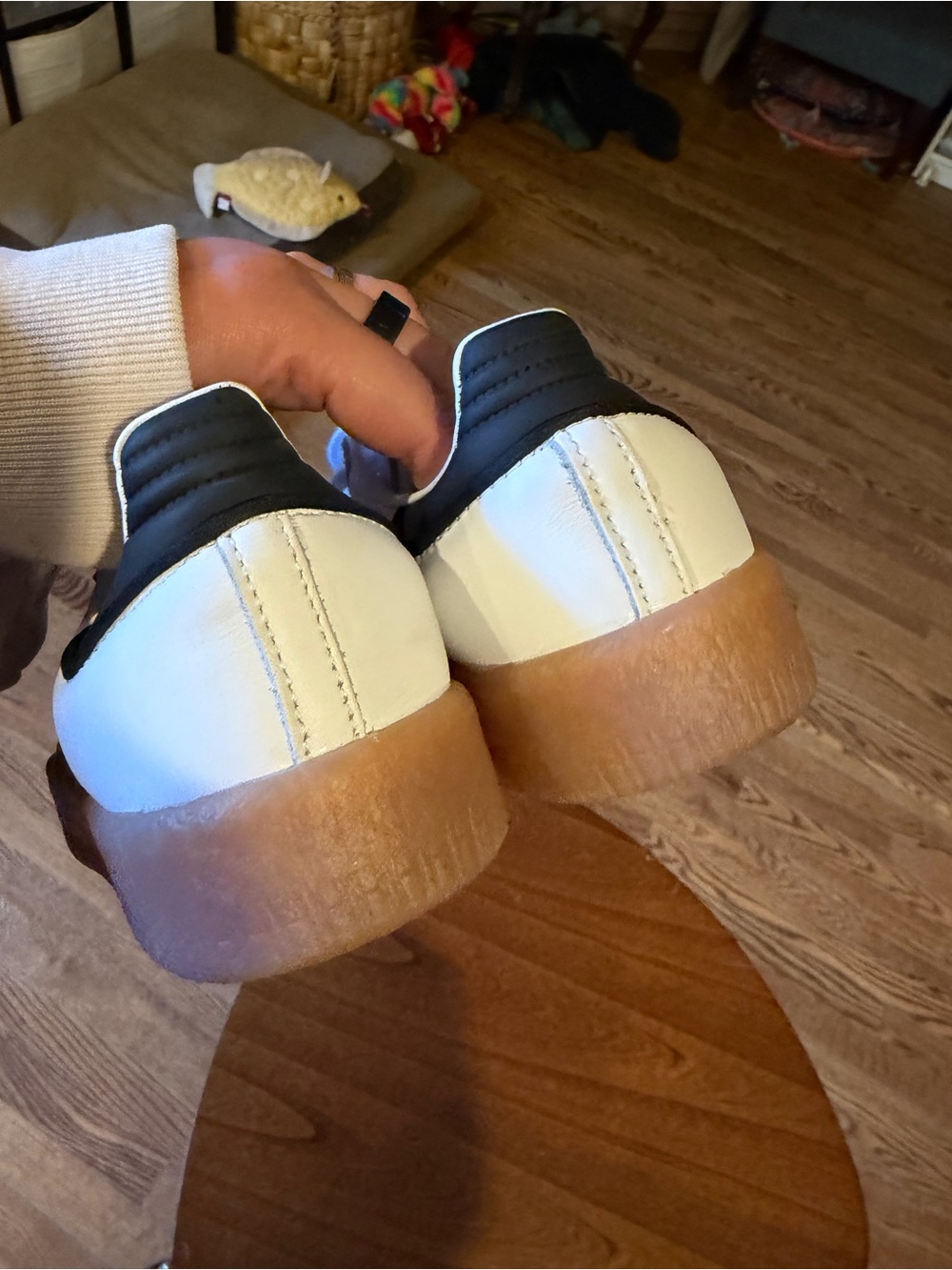 adidas Samba Sneakers in White with Black Stripes - Picture 3 of 6